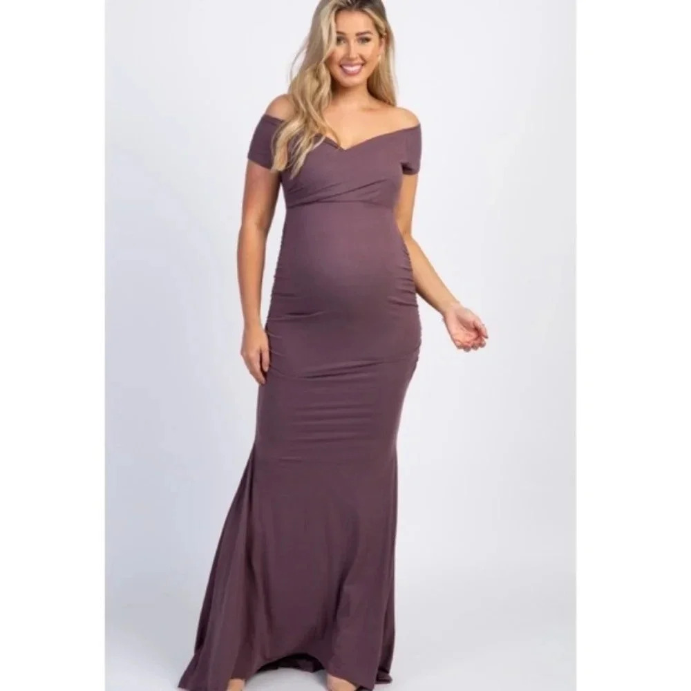 New*PinkBlush Plum Off Shoulder Mermaid Ma…